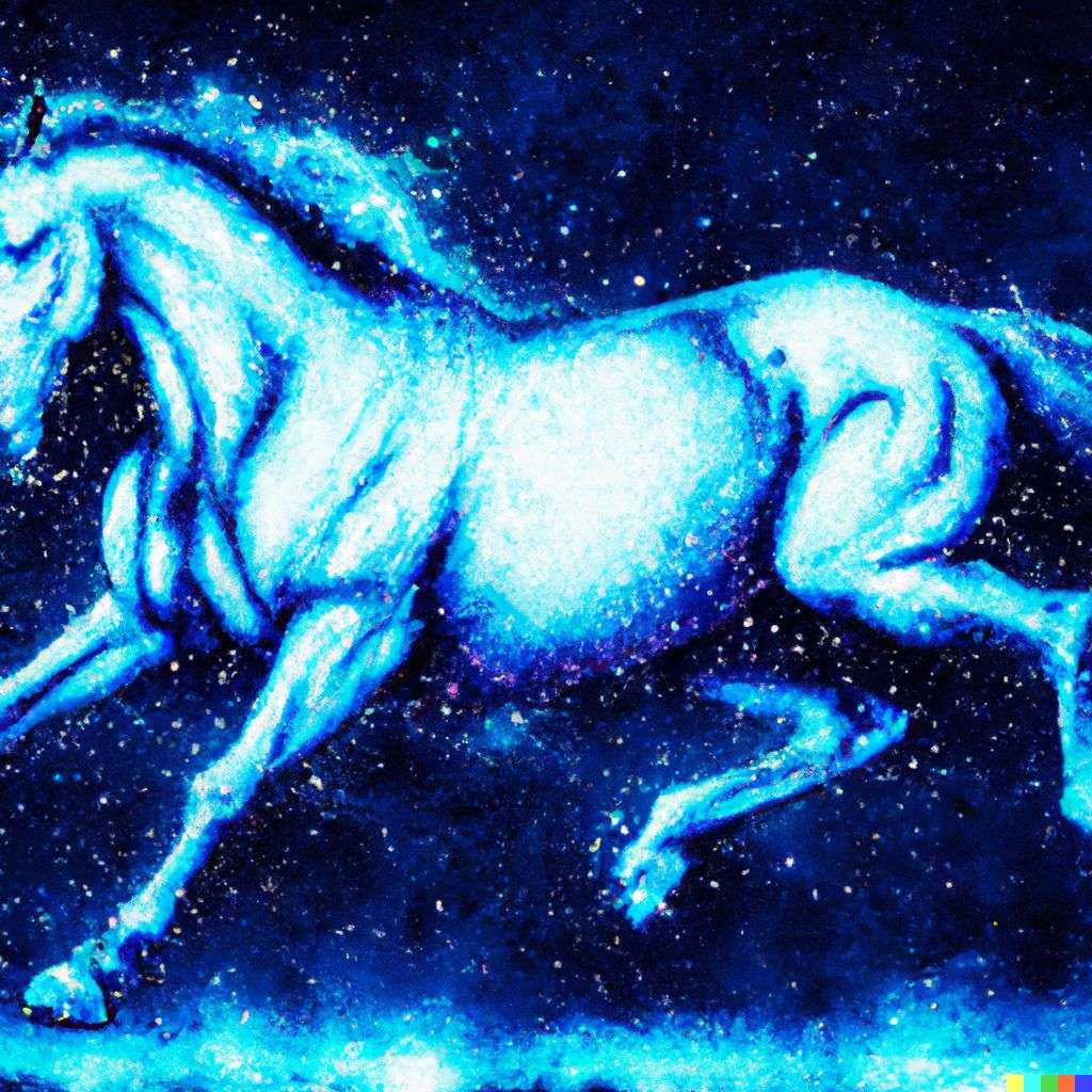 a horse, digital art, 2.5D style